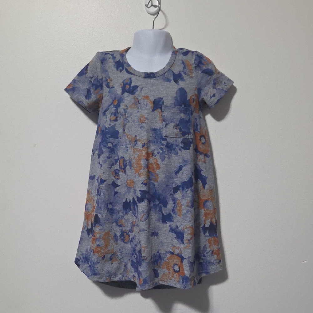 LuLaRoe Kids Dress with Blue and Orange Floral Pattern